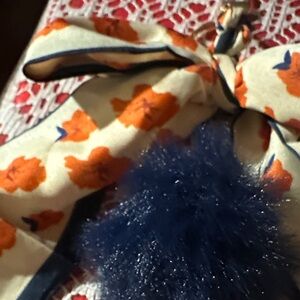 Floral with Blue pom-pom bag charm